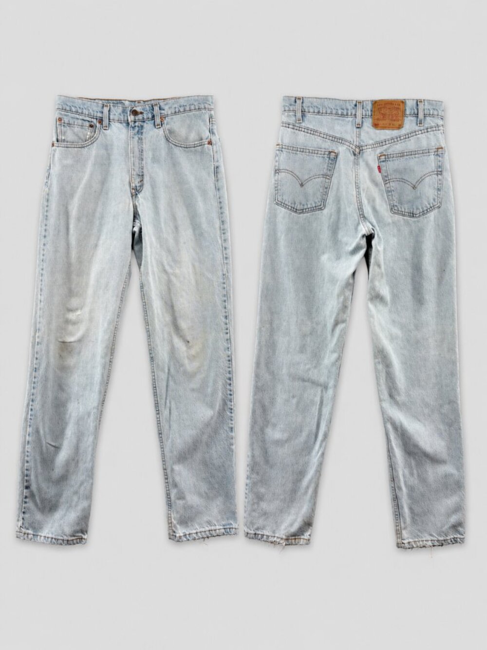 Vintage 90s Levi’s 550 Jeans Made USA 34x34 Light Wash Distressed Stained
